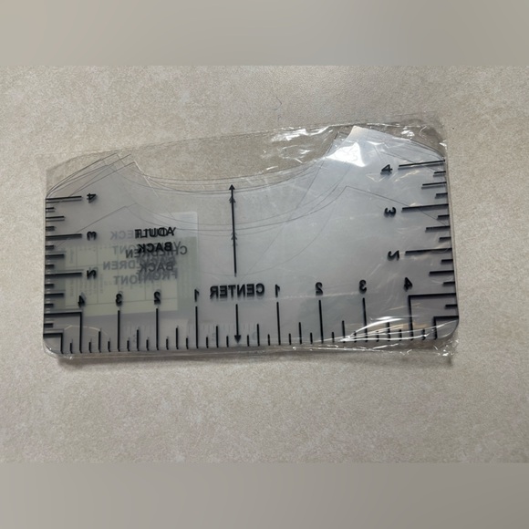9Pcs Tshirt-Ruler Guide to Center Vinyl, Transparent V-Neck/Round PVC Ruler - Picture 3 of 5